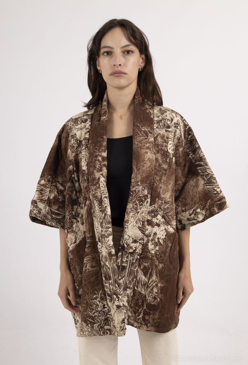 Grossiste Happy Look - Veste oversize matelassée imprimée manches courte