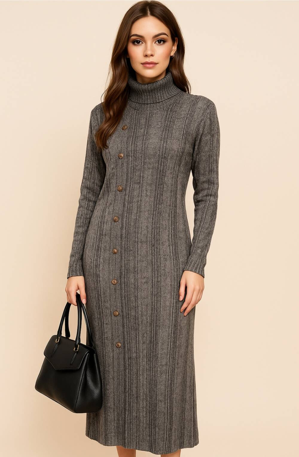 Wholesaler HB TEXTILE - LONG DRESS WITH COLLAR