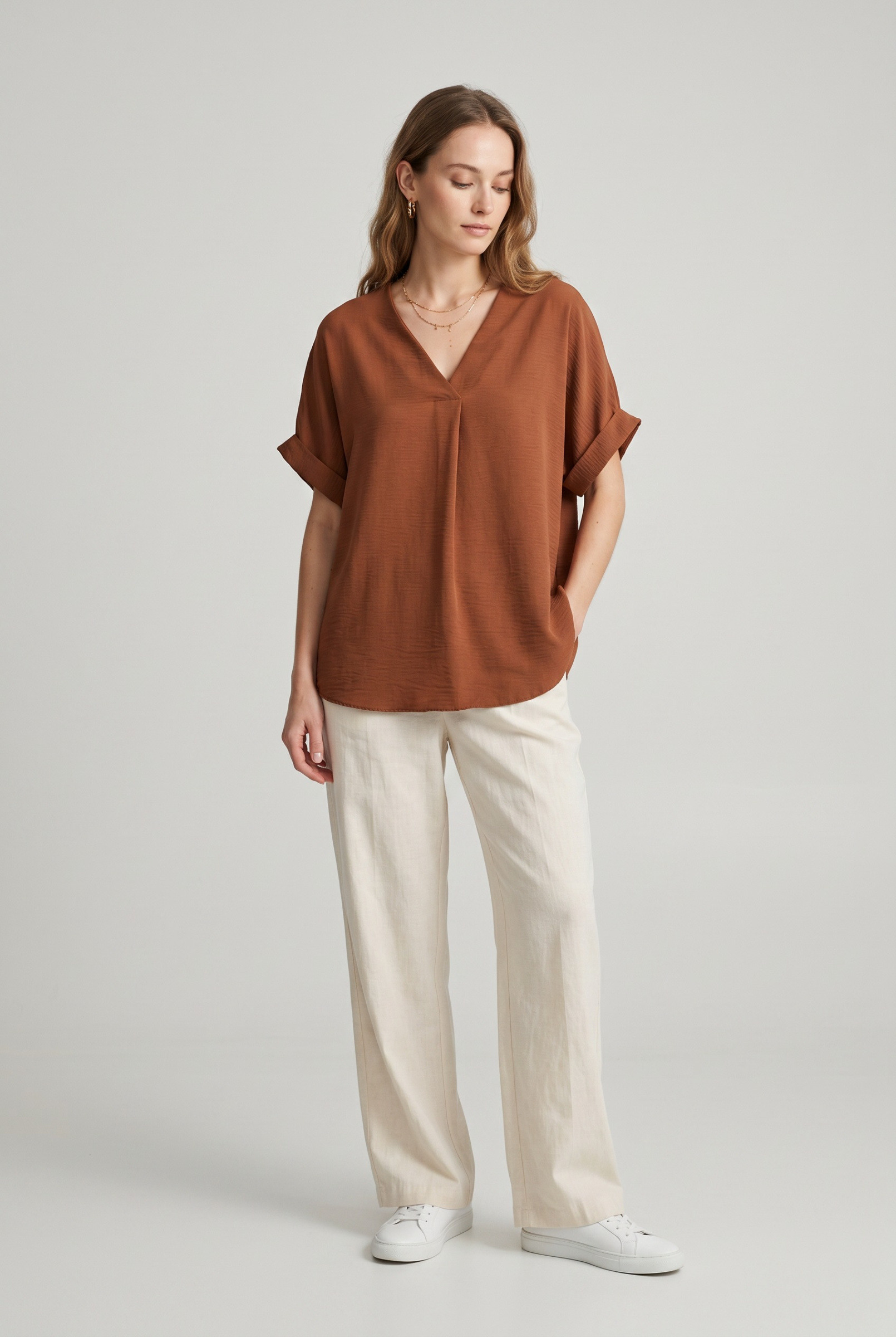 Grossista HD DIFFUSION - Blusa Fluida Collo a V Oversize