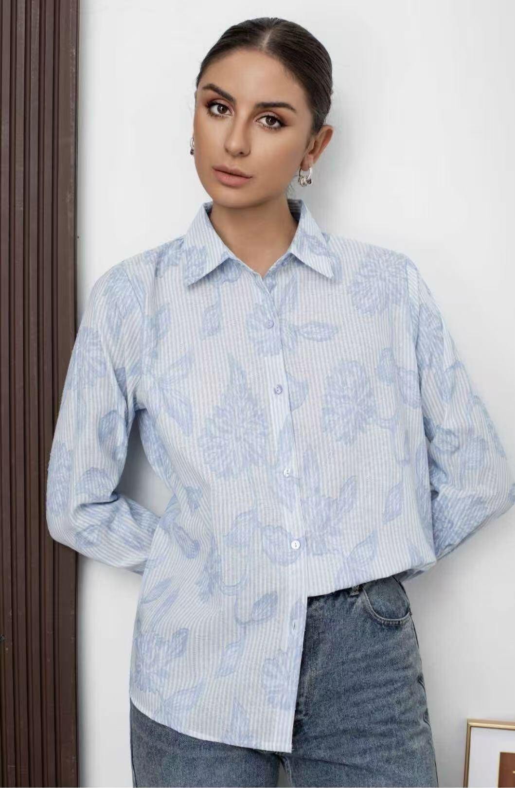 Grossiste HD DIFFUSION - Chemise Élina Bleu Ciel
