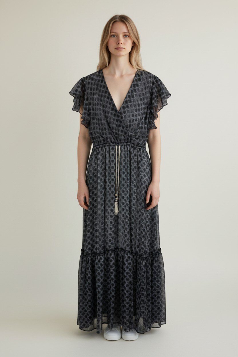 Wholesaler HD DIFFUSION - Elegant Printed Maxi Dress