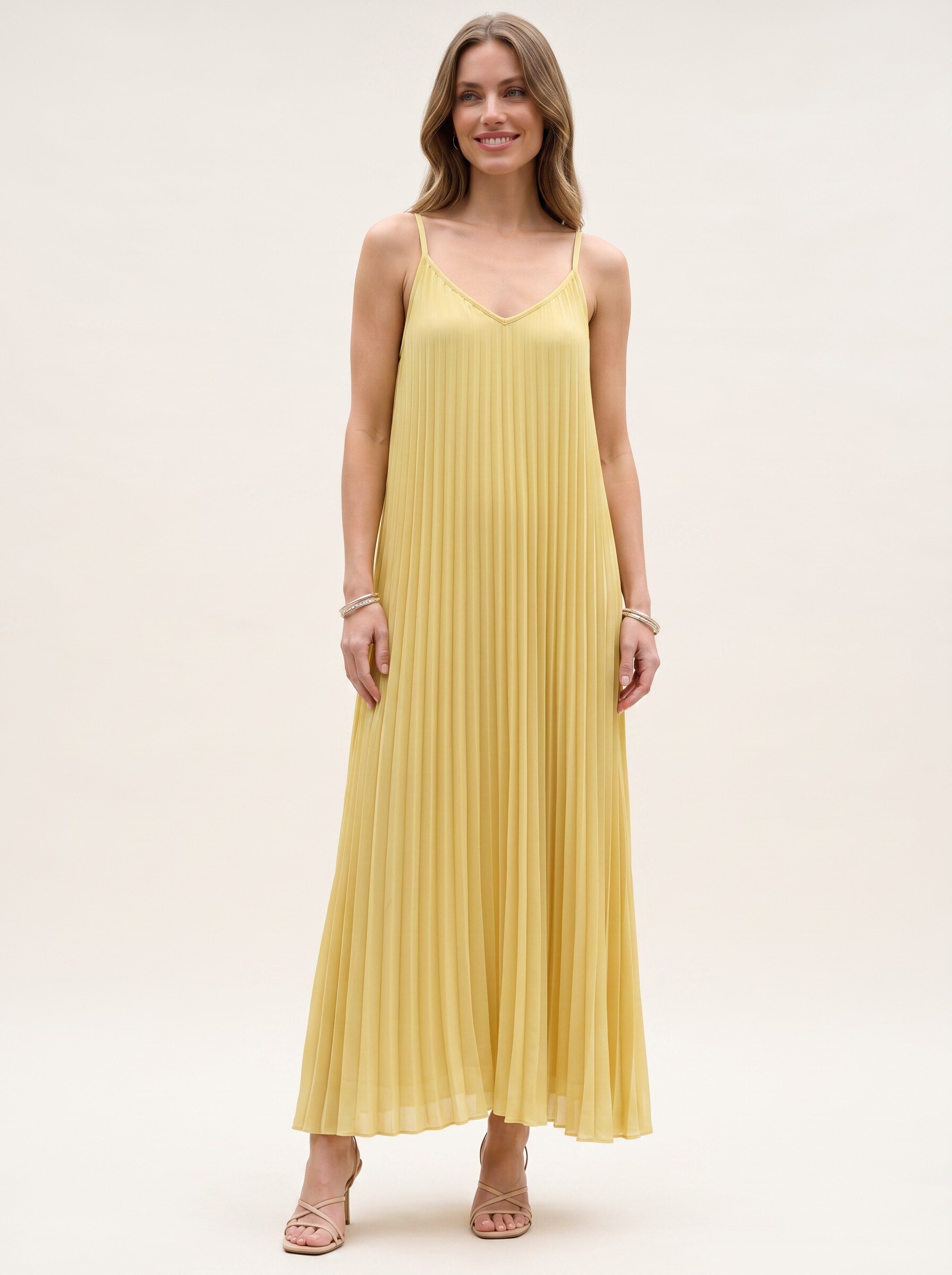 Großhändler HD DIFFUSION - Plissiertes Maxikleid mit Spaghettiträgern