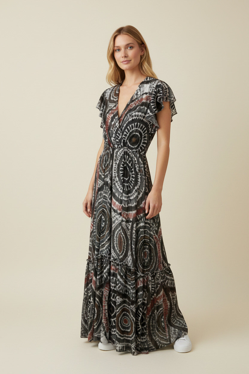 Wholesaler HD DIFFUSION - Ocean Print Maxi Dress