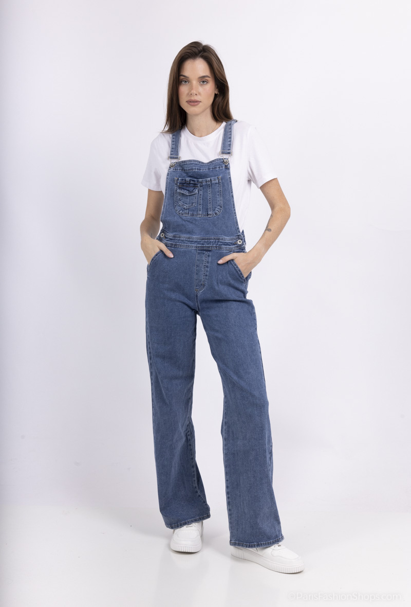 Grossista HELLO MISS - Salopette in denim ampia e dritta