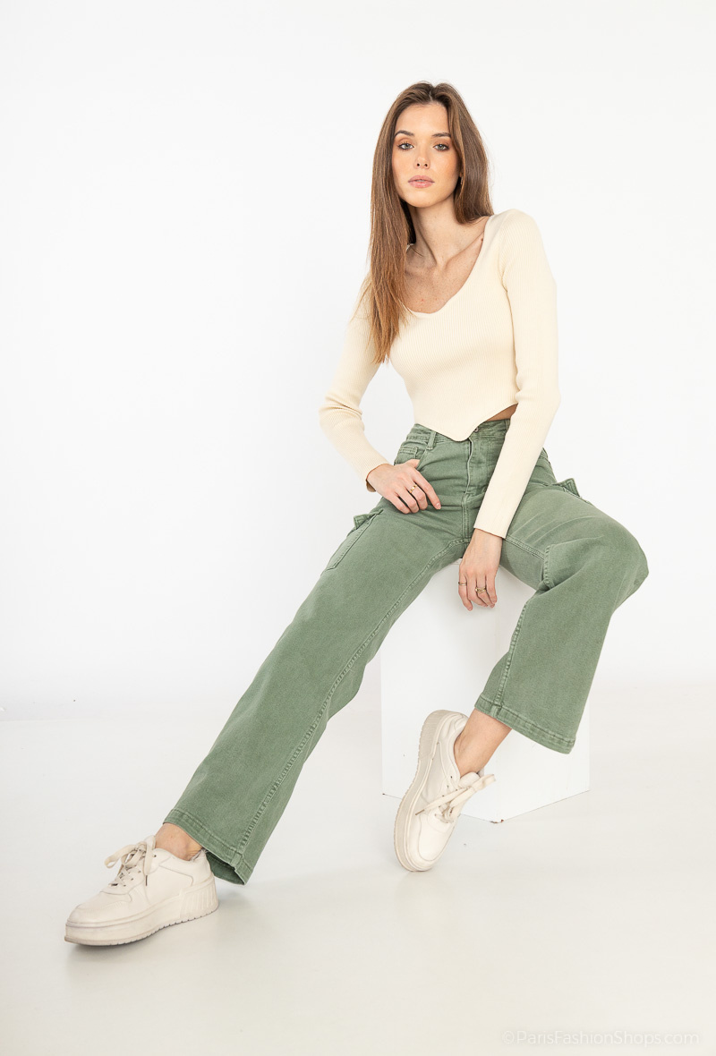 Wholesaler HELLO MISS - Cargo wideleg jeans