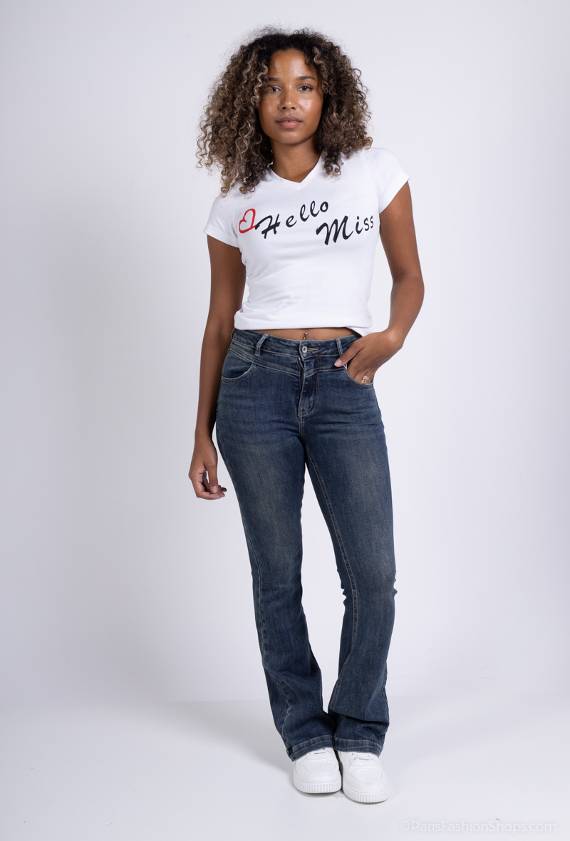 Wholesaler HELLO MISS - Raw colored wide leg jeans