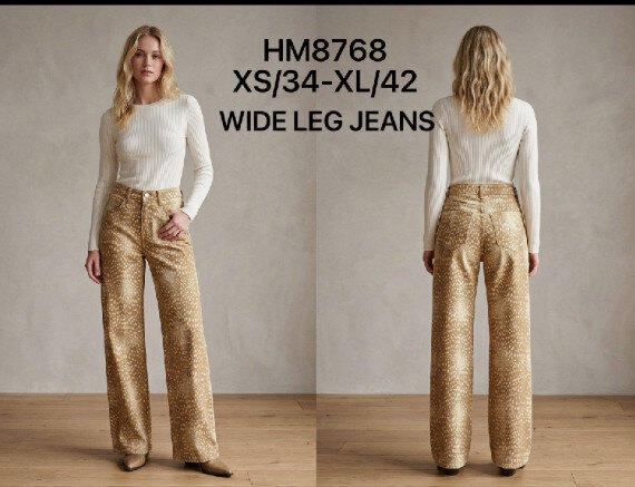 Mayorista HELLO MISS - Jeans de pierna ancha con estampado de bambi