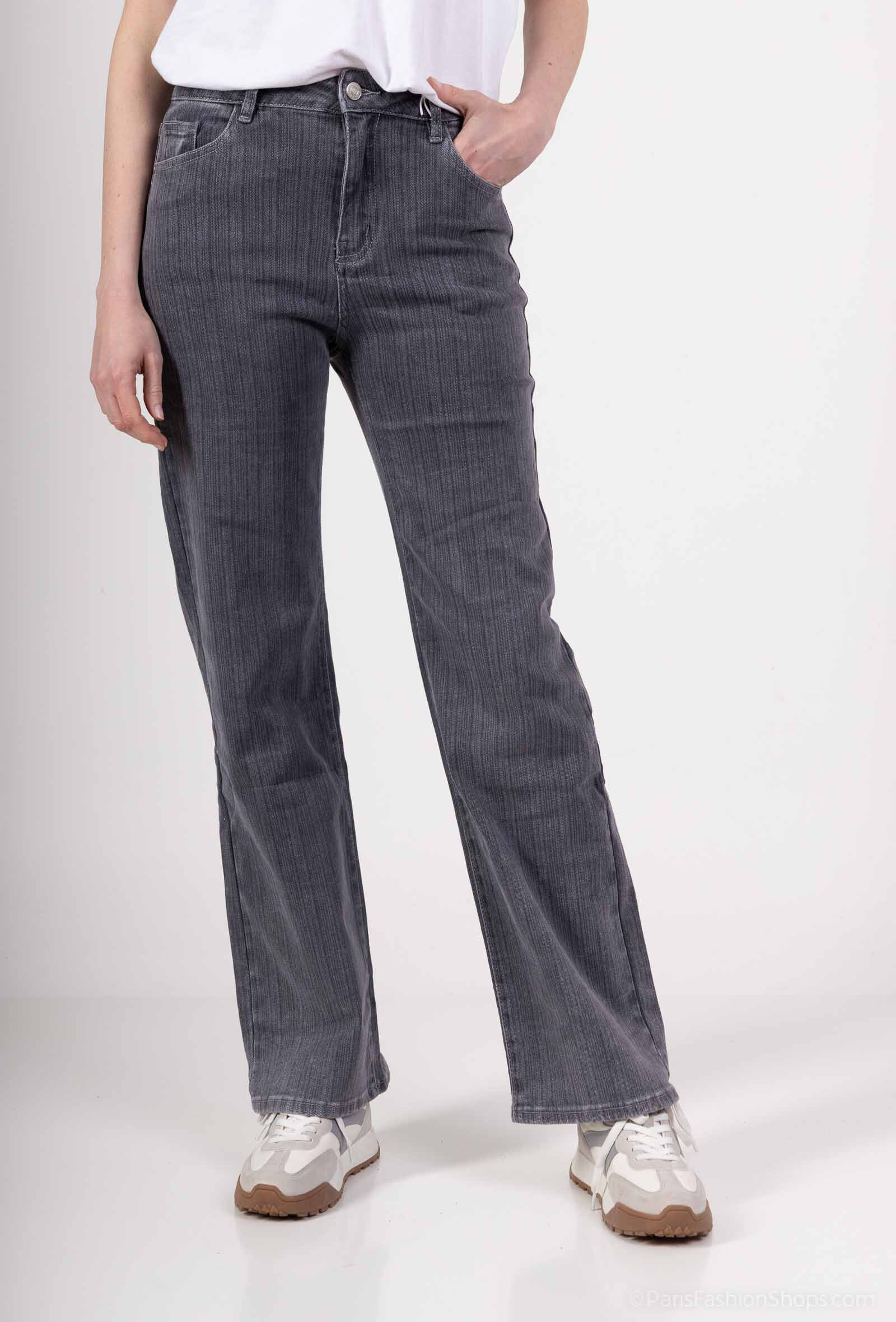 Wholesaler HELLO MISS - Right and wide jeans on motive