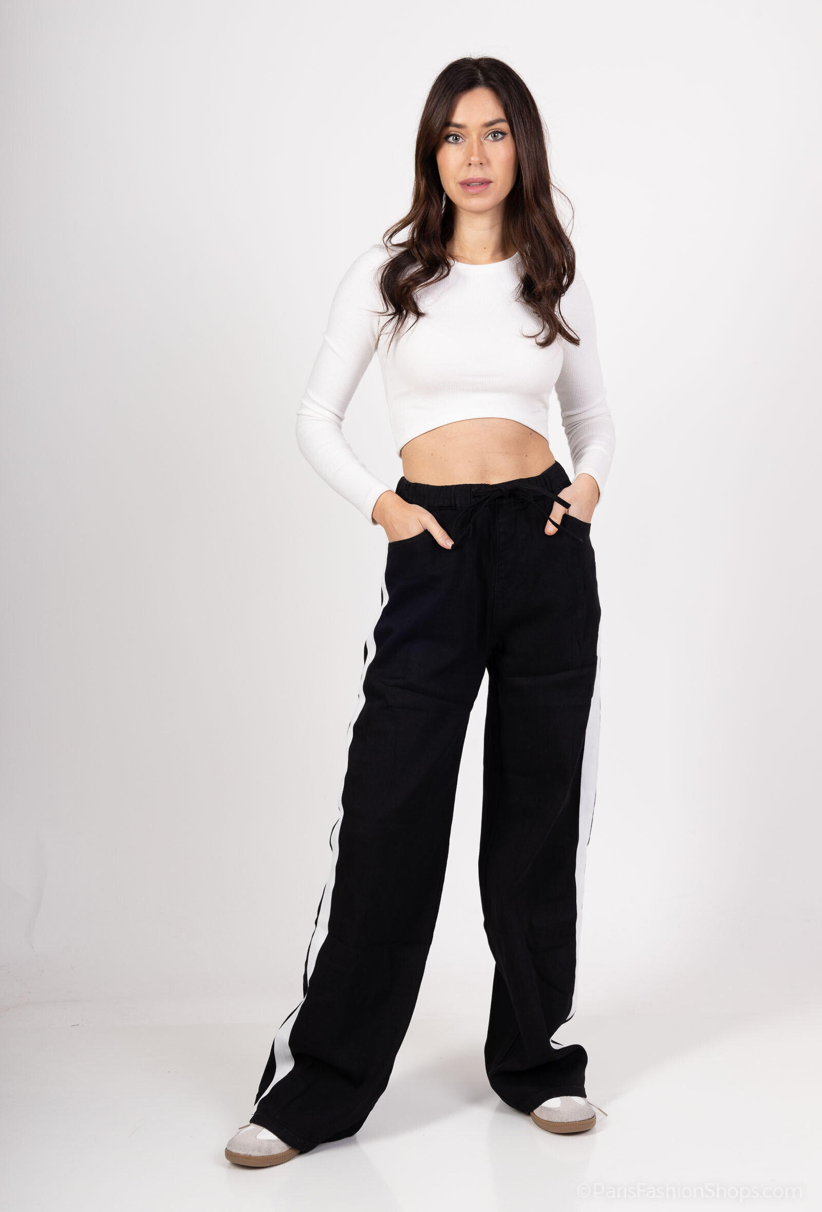 Wholesaler HELLO MISS - Straight jean jogger with wide side bands