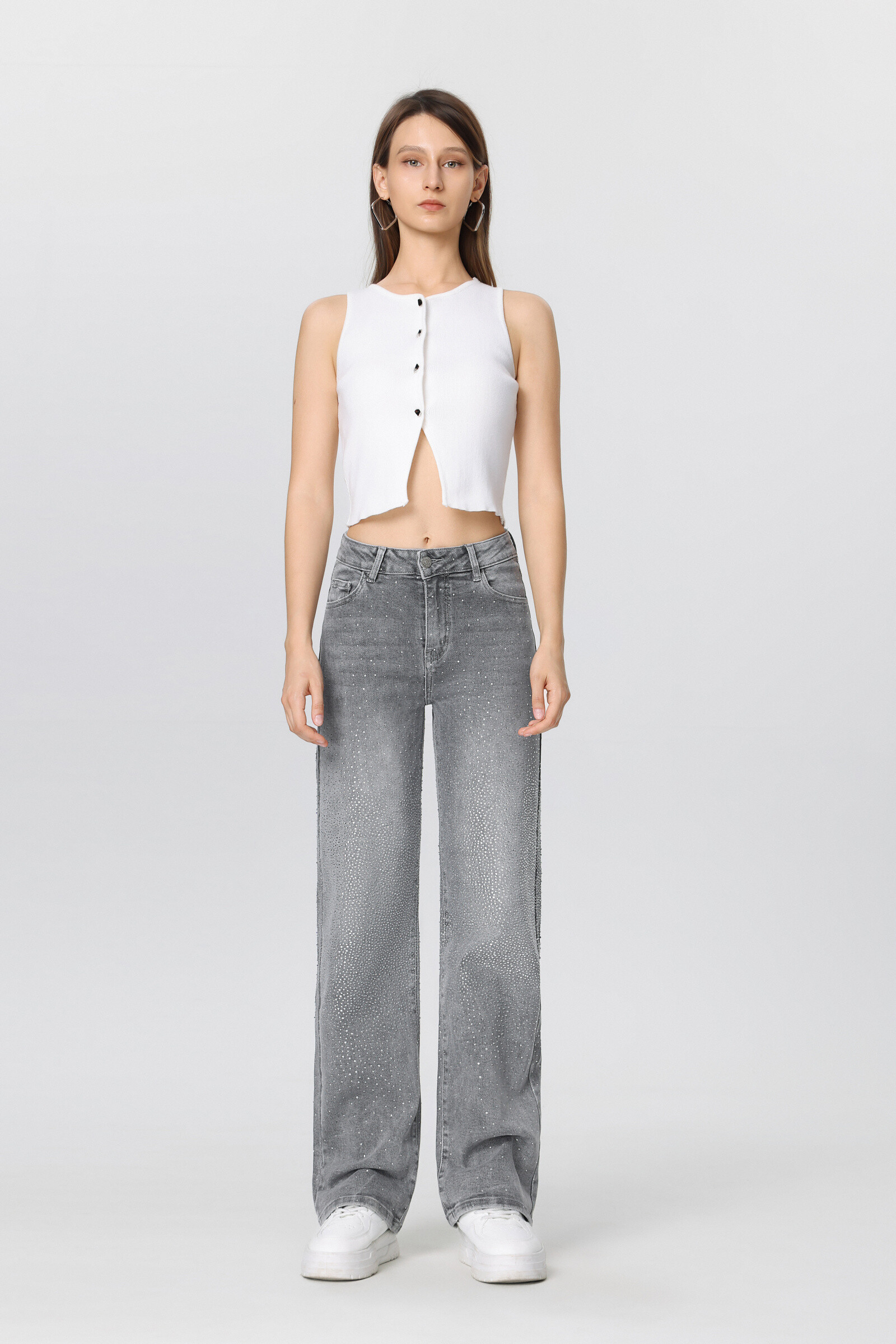 Großhändler HELLO MISS - Jeans rechts breite Strasssteine