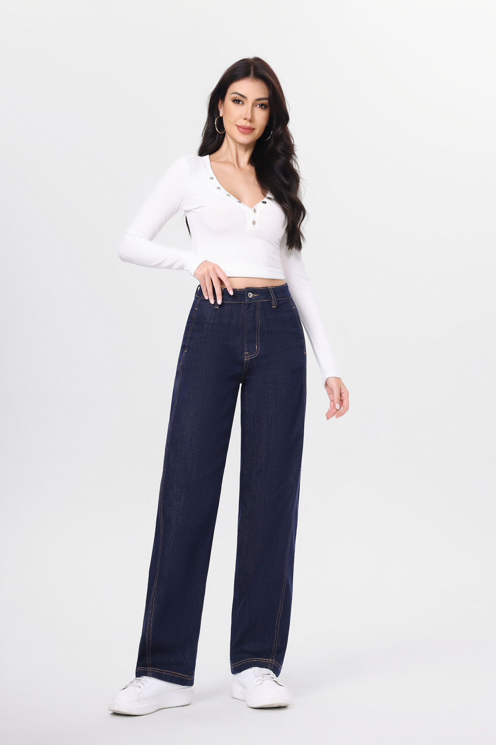 Mayorista HELLO MISS - Pantalones vaqueros de pierna ancha en azul crudo