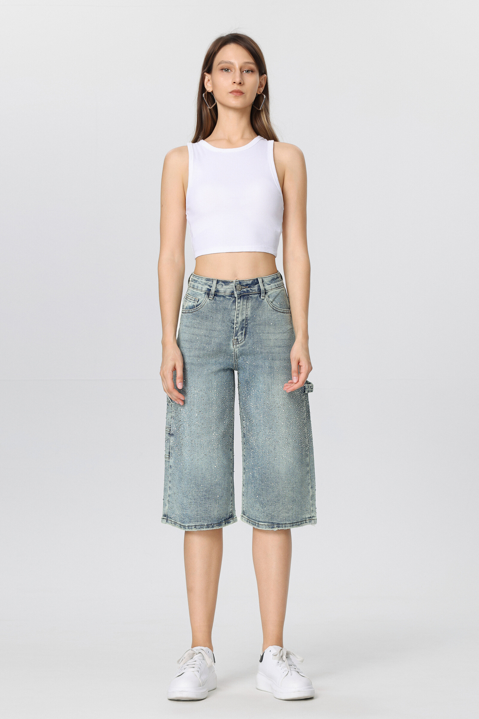 Grossiste HELLO MISS - Baggy short strass