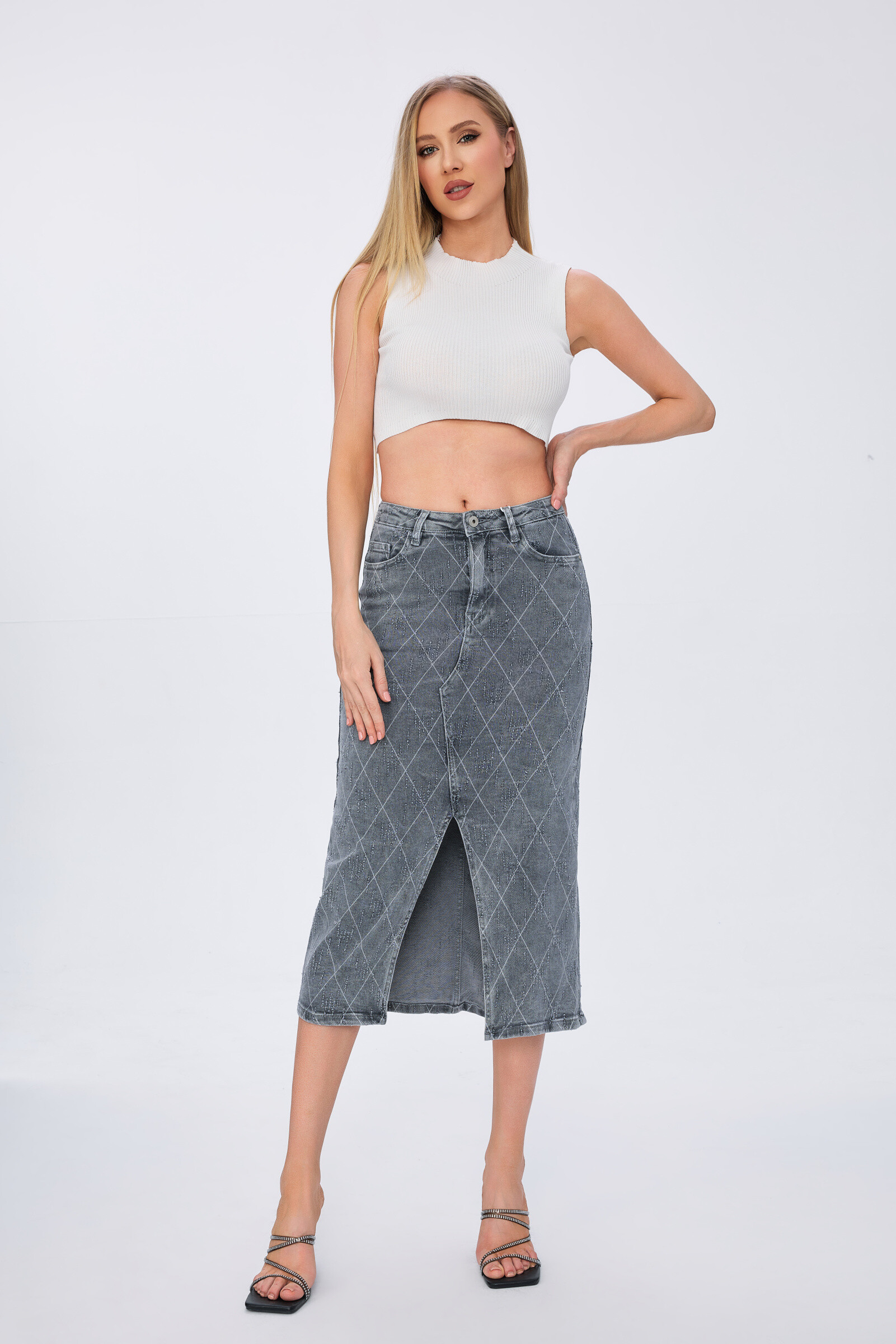 Wholesaler HELLO MISS - Patterned slit skirt
