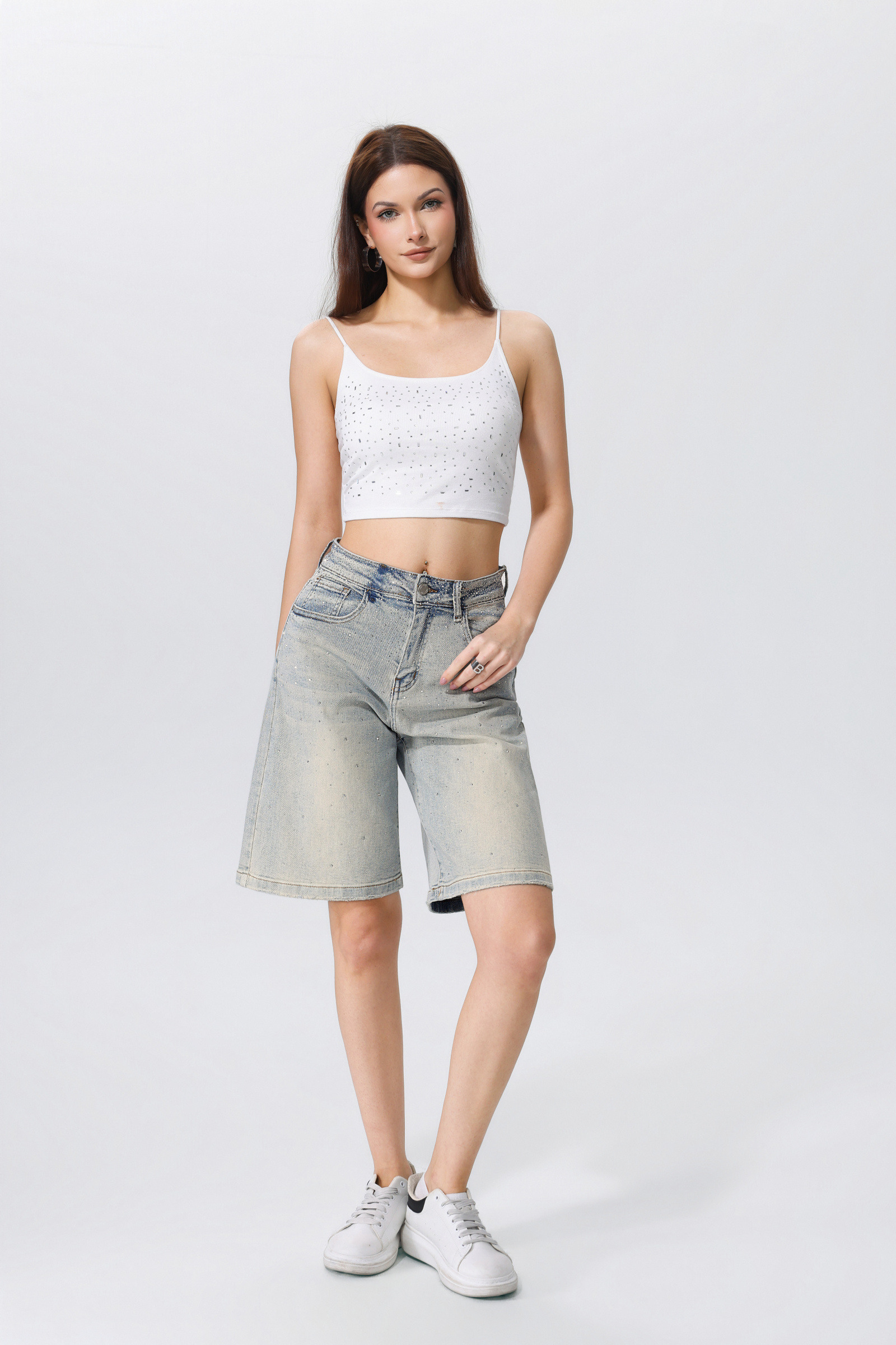 Wholesaler HELLO MISS - Rhinestone Bermuda Shorts