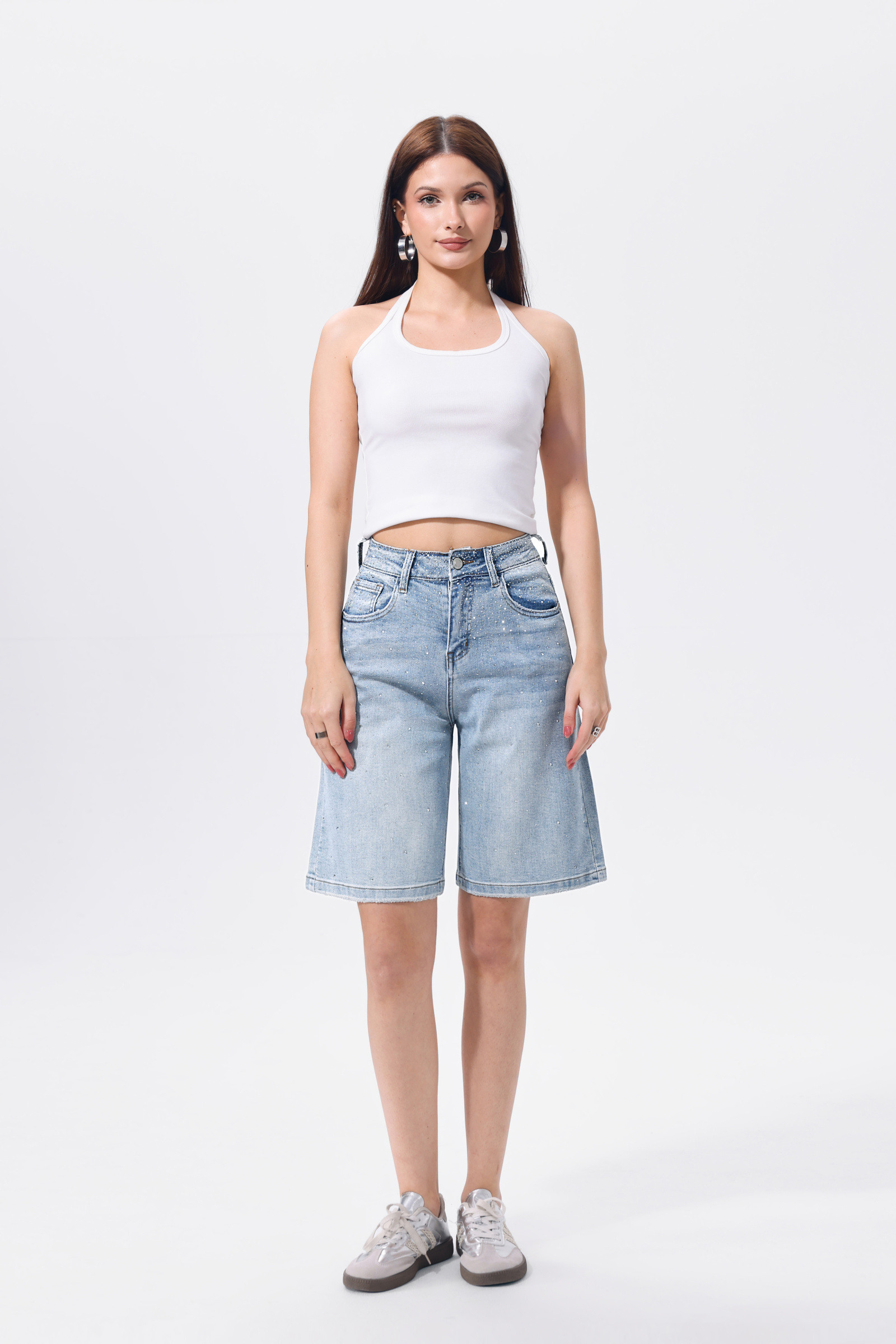 Wholesaler HELLO MISS - Rhinestone Bermuda Shorts