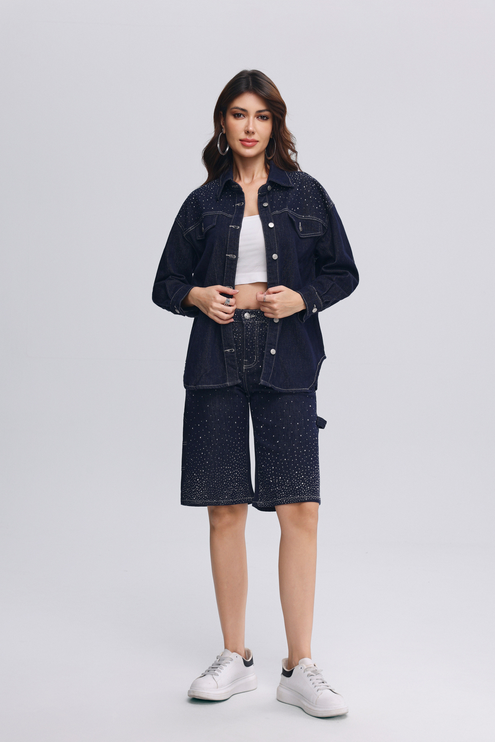 Wholesaler HELLO MISS - Rhinestone Bermuda Shorts