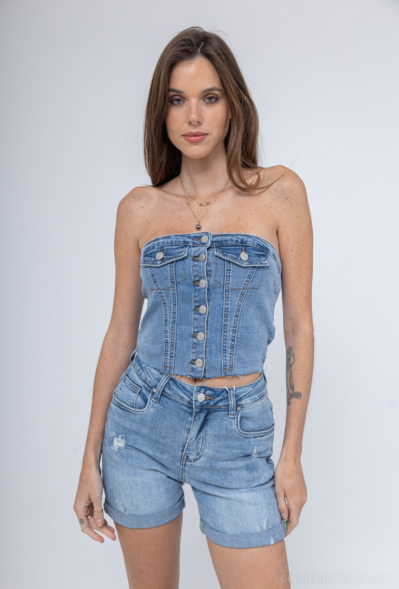 Wholesaler HELLO MISS - Denim bustier