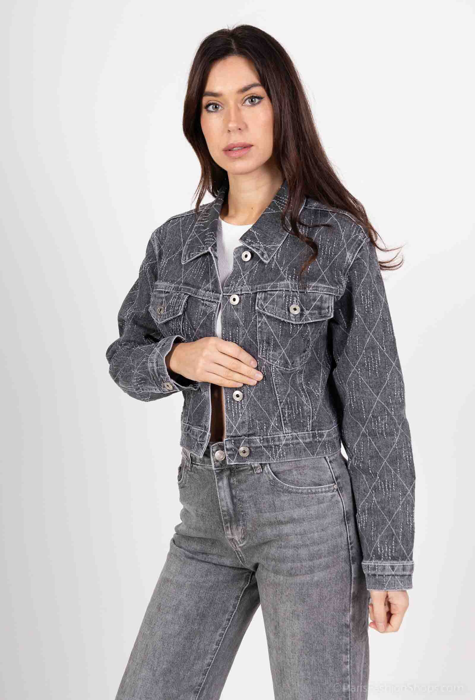 Wholesaler HELLO MISS - Patterned denim jacket