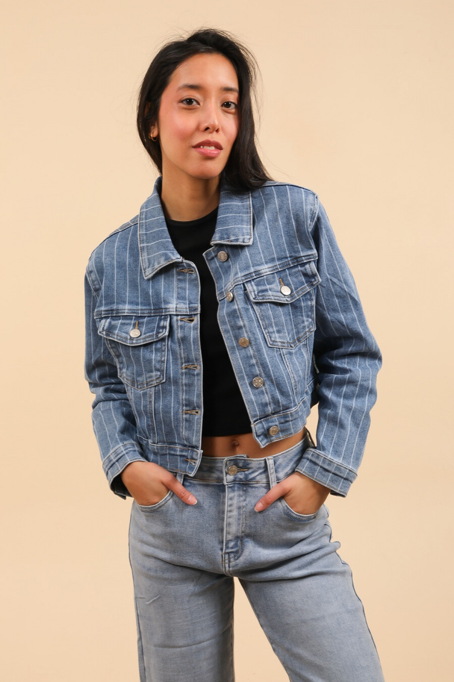 Wholesaler HELLO MISS - Oversize stripe jacket