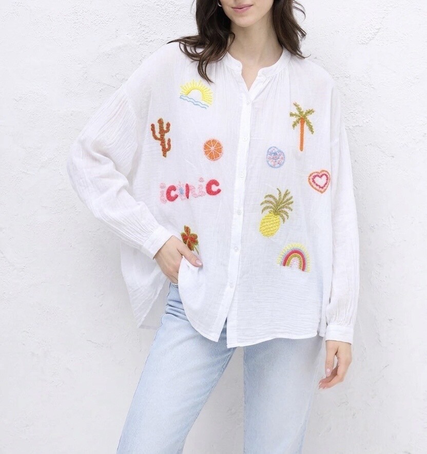 Wholesaler HERYA - Embroidered Mao collar shirt