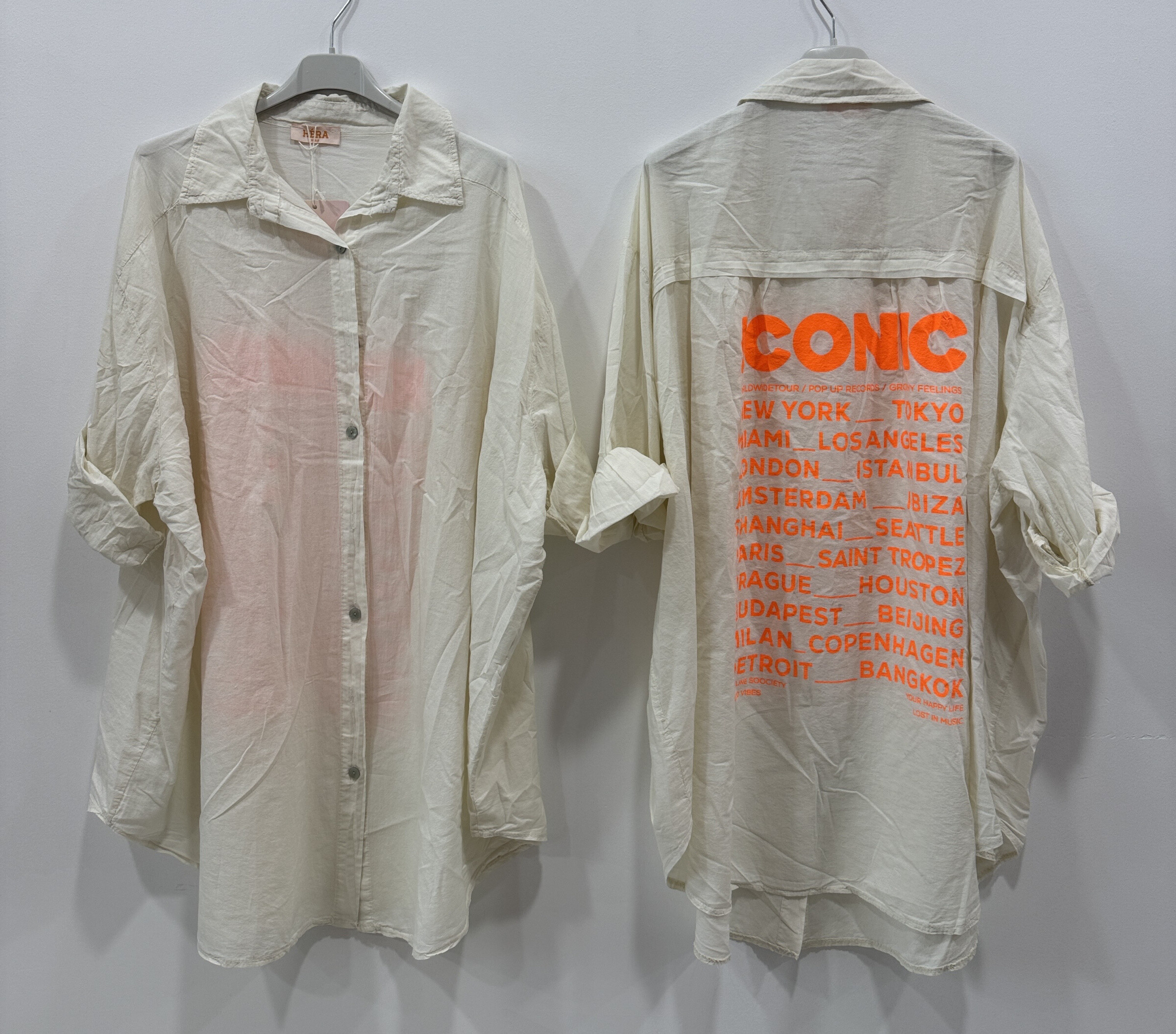 Grossiste HÉRA - Chemise voile de coton large imprimé villes au dos