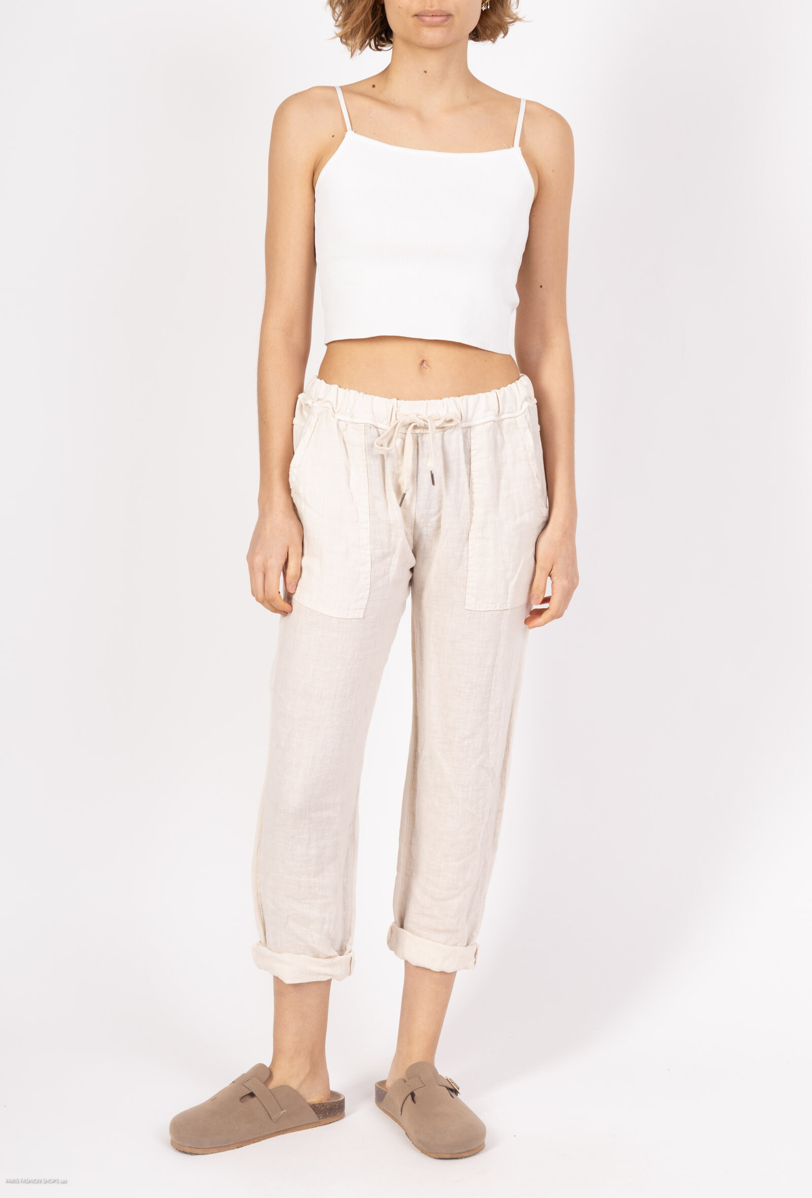 Grossiste HÉRA - Pantalon bimatiere lin coton