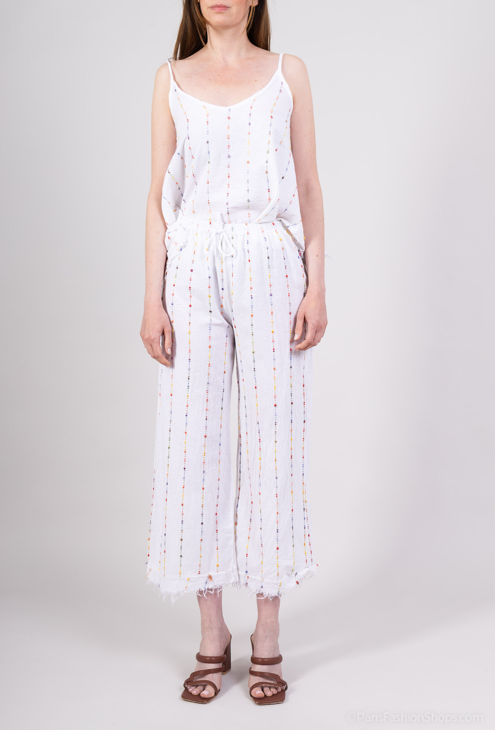 Grossiste HÉRA - Pantalon lignes multicolores en coton