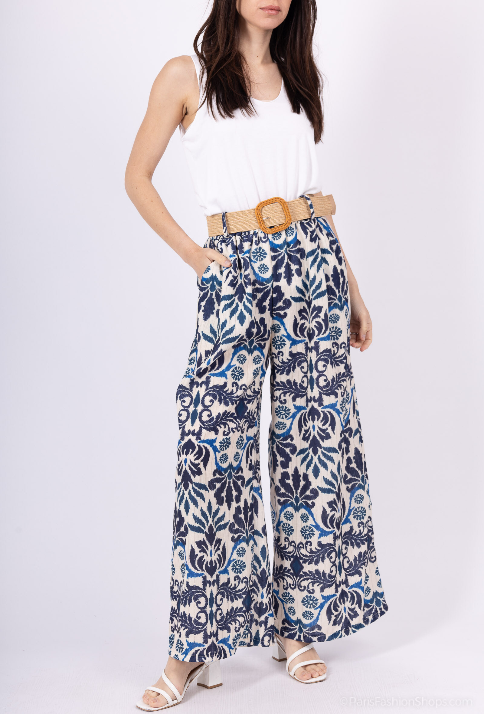 Wholesaler HÉRA - Lurex scratch pants and pattern with belt