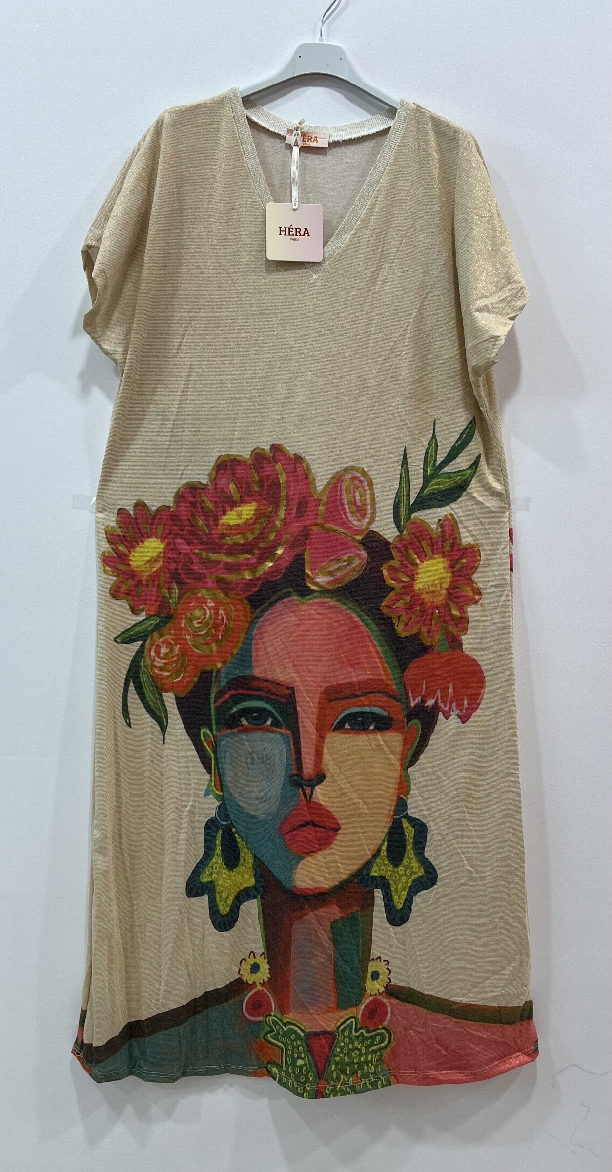 Großhändler HÉRA PARIS - Bedrucktes Lurex-Kleid mit Goldakzent