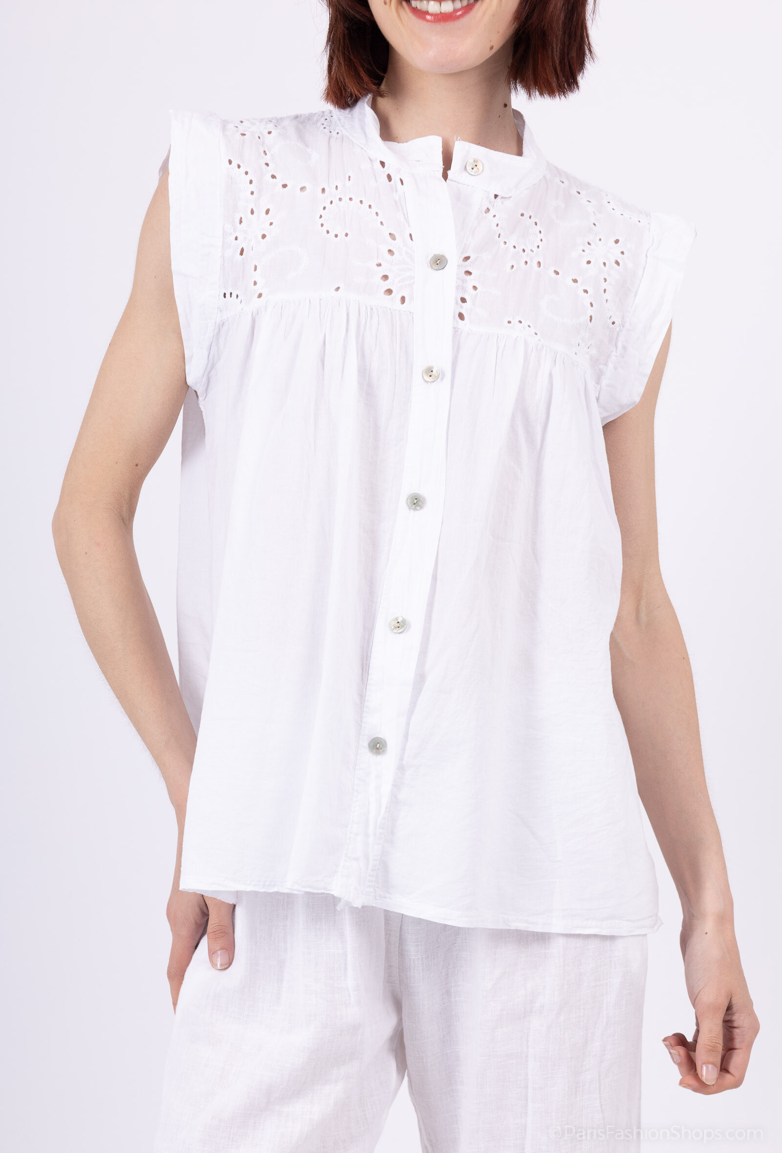 Großhändler HÉRA - Top -Shirt ohne Ärmel mit hohem Stick