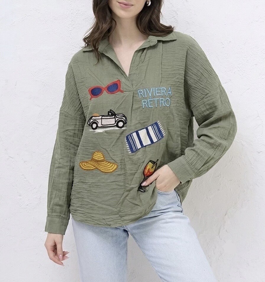 Wholesaler HERYA - RIVERA RETRO embroidery blouse