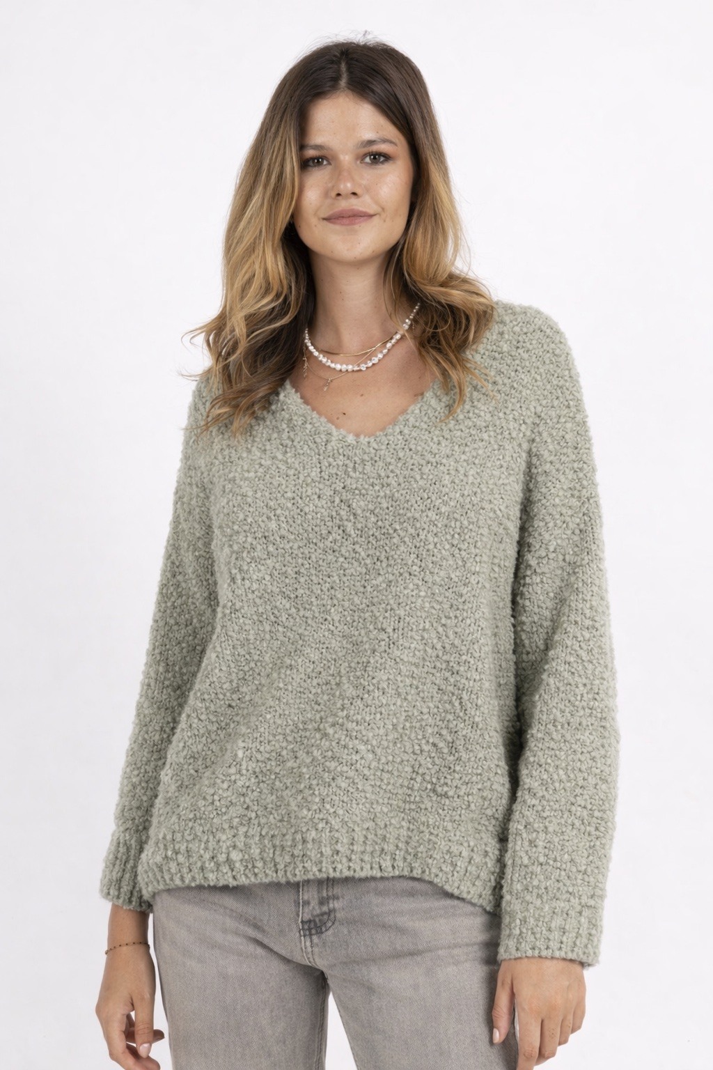 Grossiste HERYA - Pull V bouclette