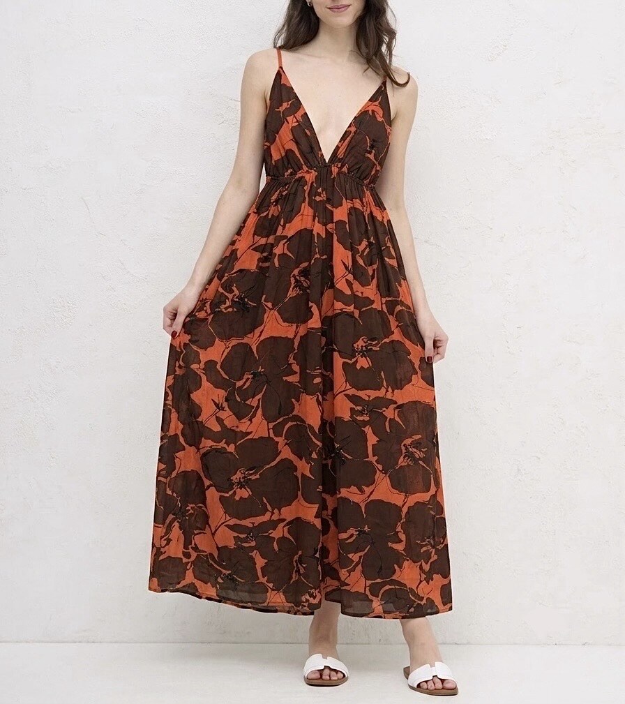 Wholesaler HERYA - Plunge V-Neck Strapless Floral Print Maxi Dress