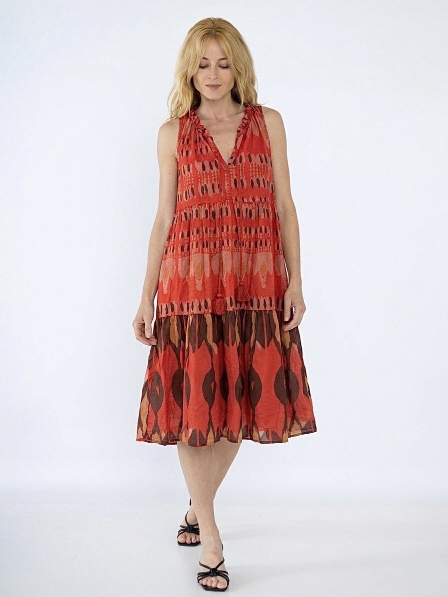 Wholesaler HERYA - SLEEVELESS DRESS WITH TRIBAL PATTERN AND LACES