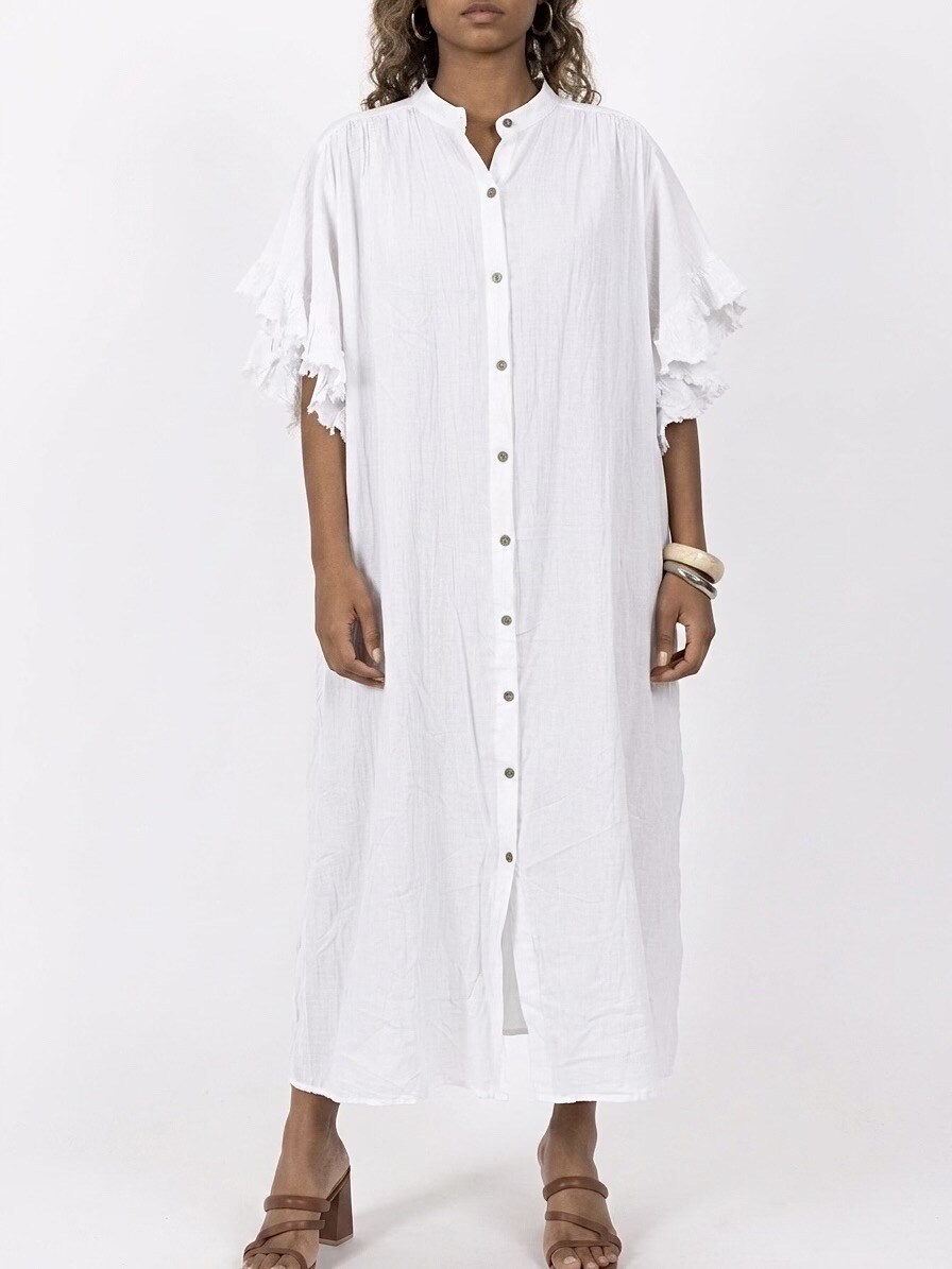 Wholesaler HERYA - SHIRT DRESS WITH FRAYED SLEEVES IN COTTON VOILE