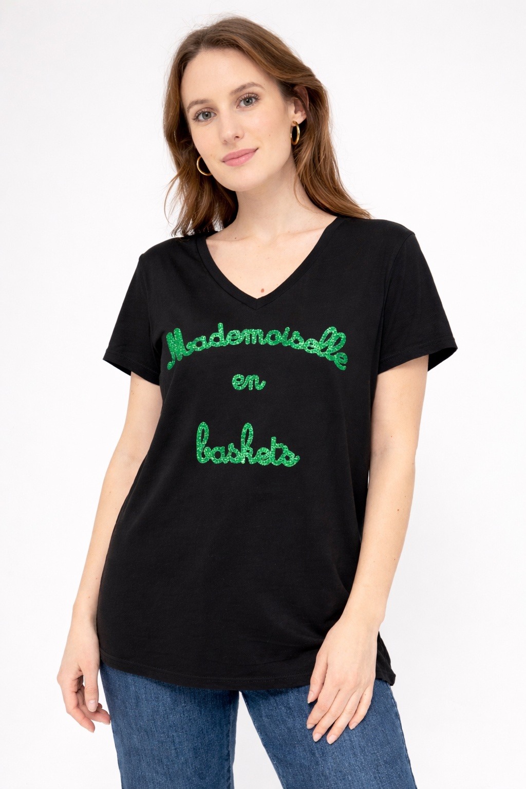 Mayorista HERYA - Camiseta Mademoiselle en Baskets de algodón con cuello de pico