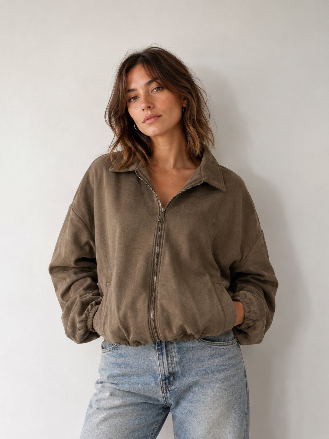 Grossiste HEVA - Blouson aviateur en suédine