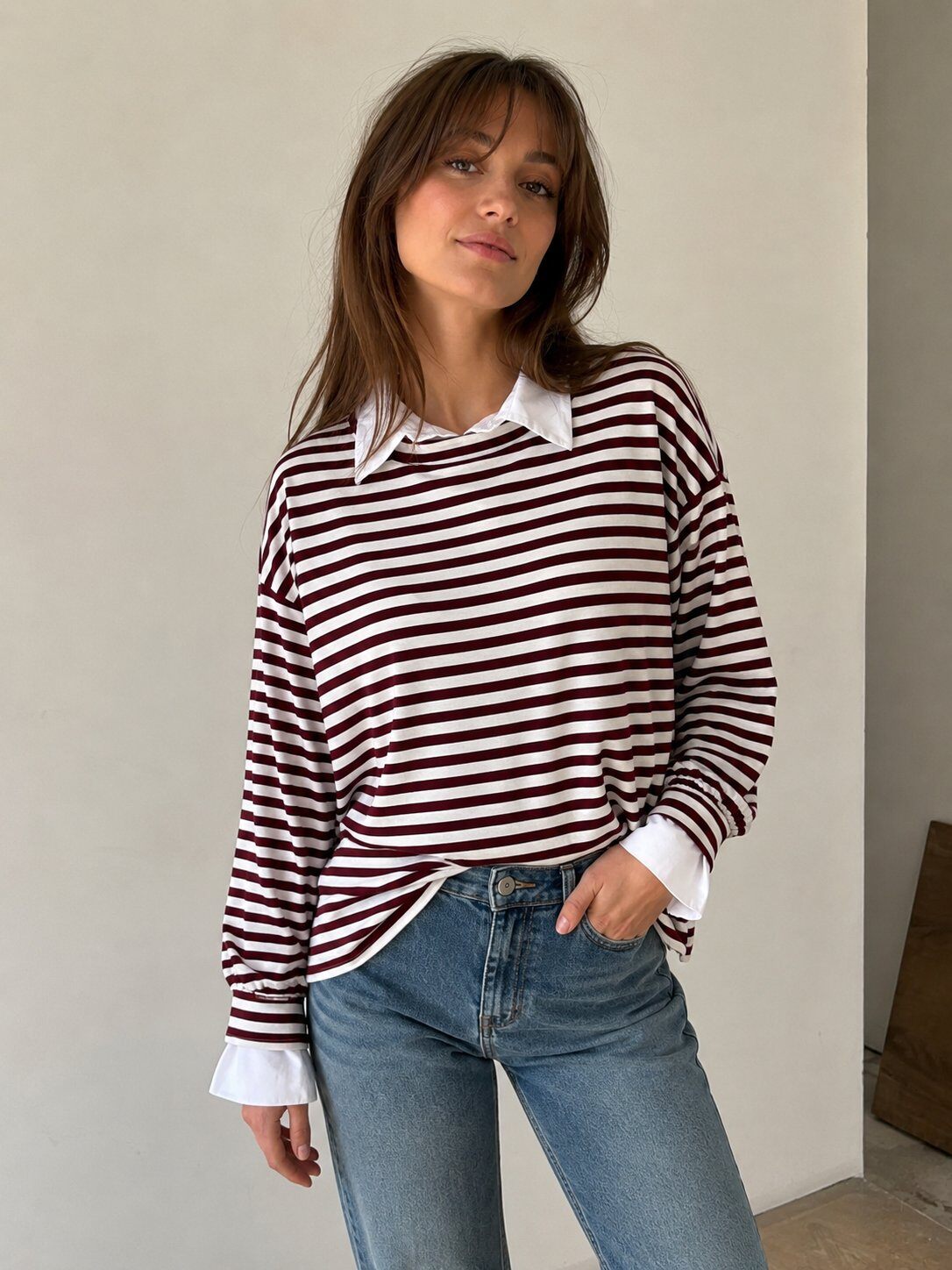 Grossista HEVA - Felpa stile marinaro a righe