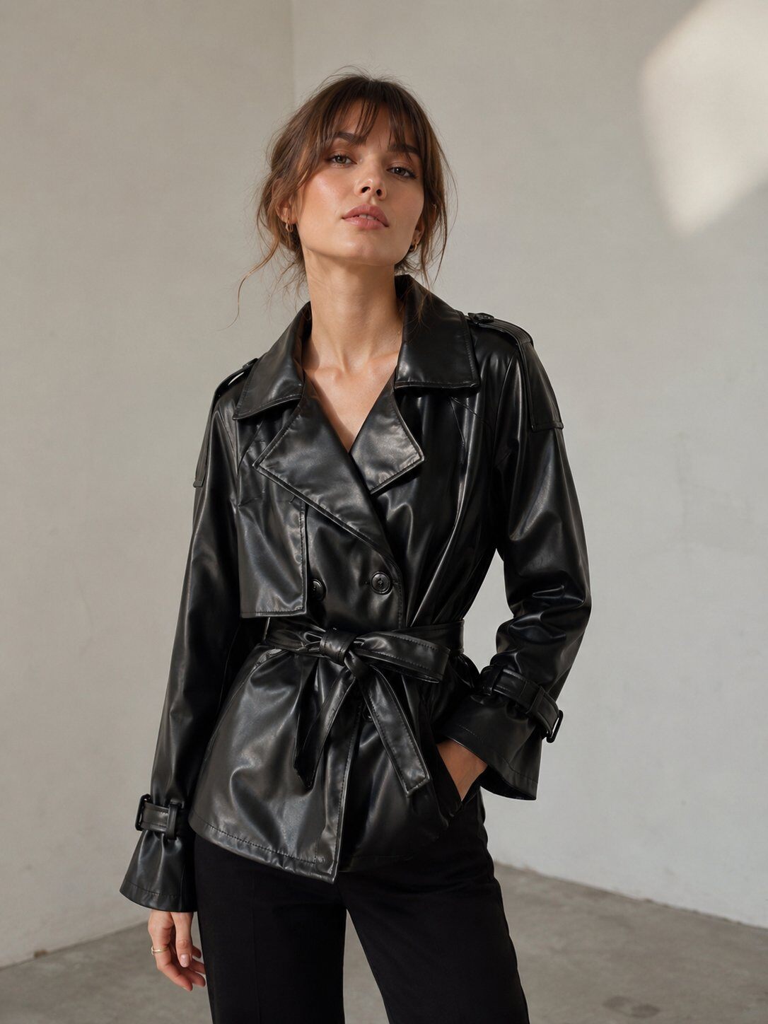 Wholesaler HEVA - Faux leather trench coat