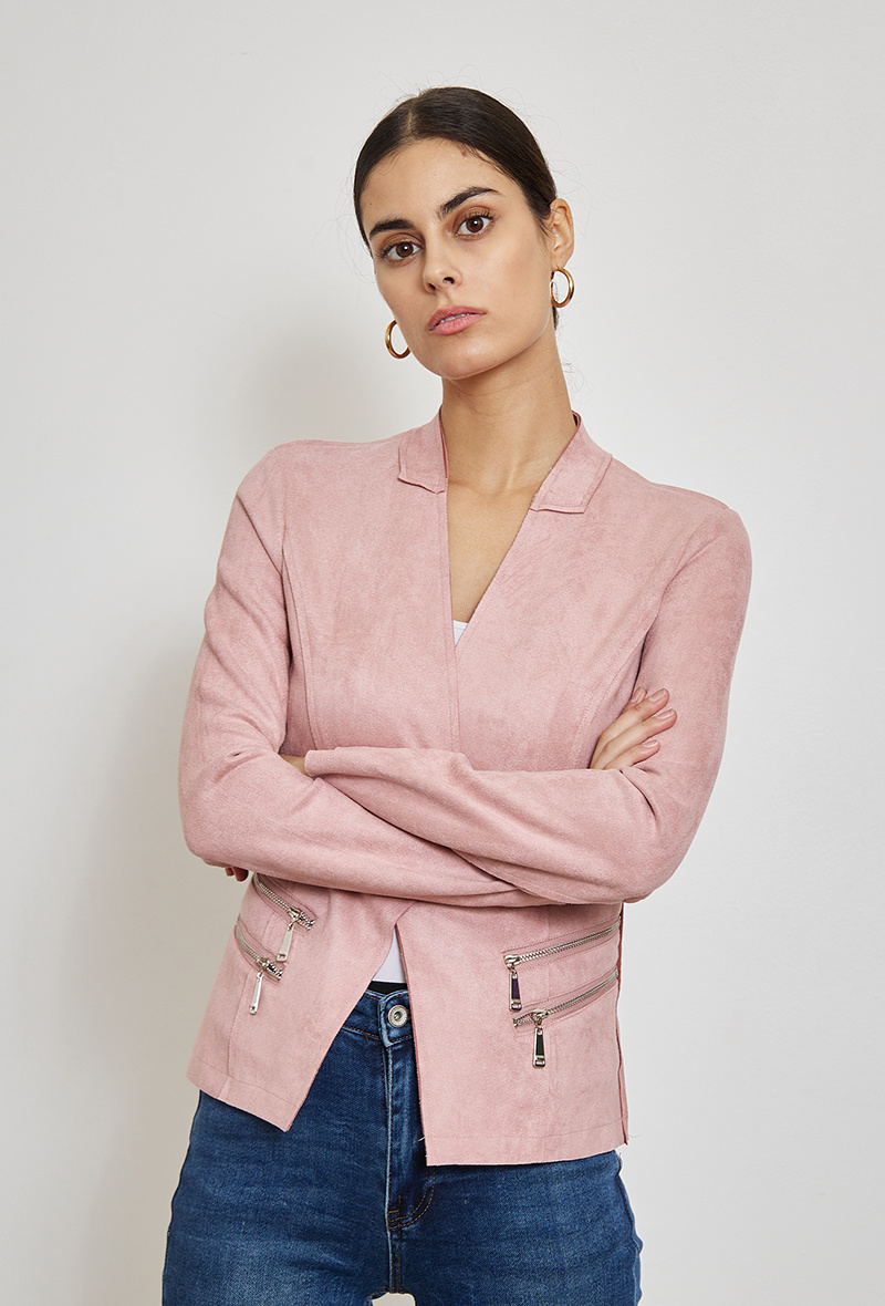 Wholesaler HF - 4-Zip Open Suedette Blazer