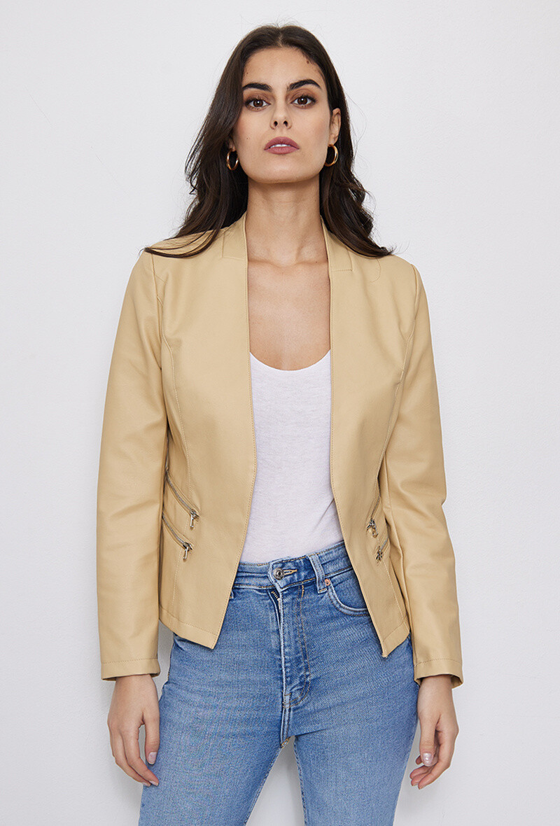 Wholesaler HF - Blazer imitation leather to decorative zip