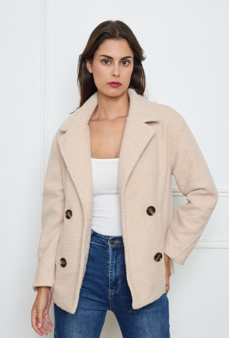 Grossiste HF - Manteau effet laine bouclé