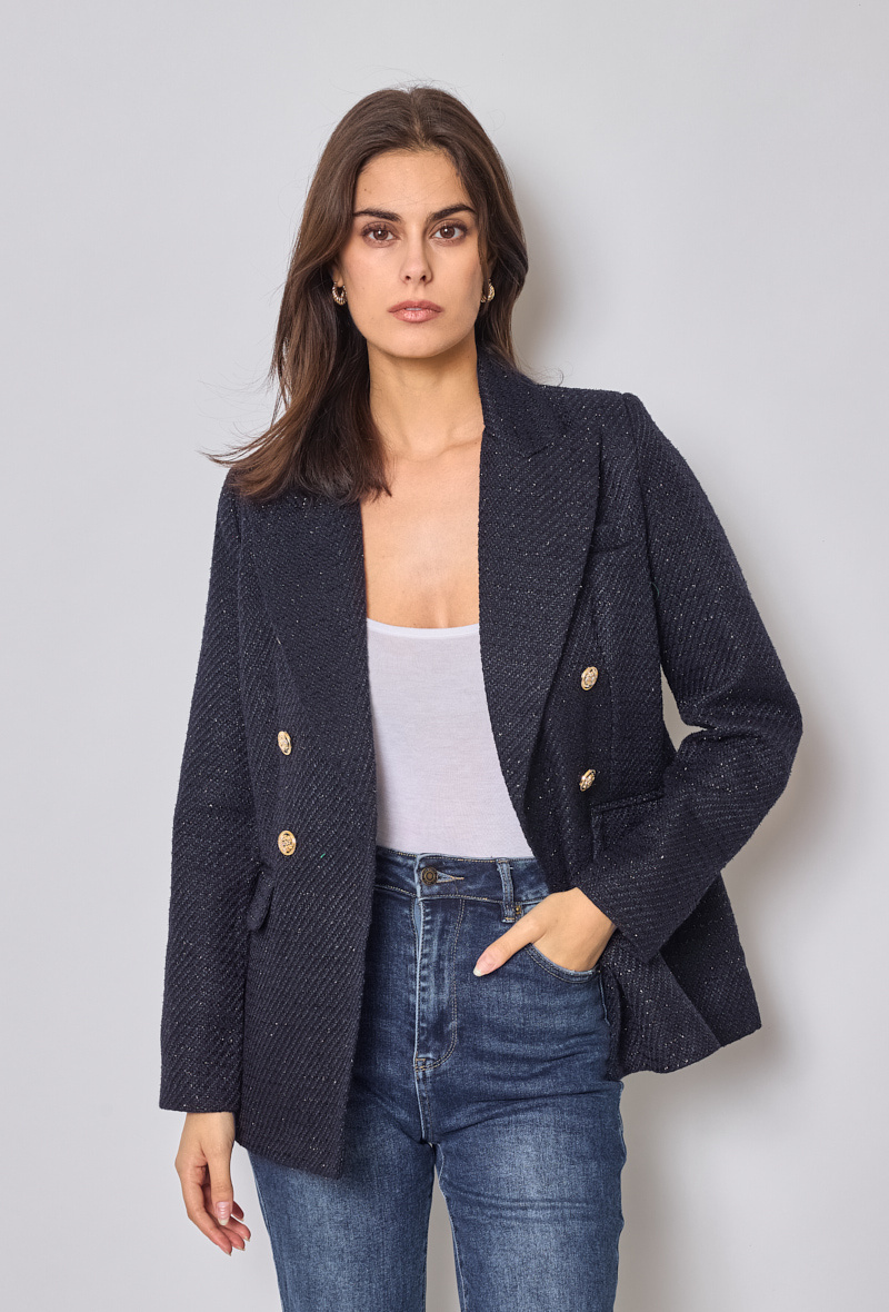 Großhändler HF - Paillettenbesetzter Tweed-Blazer