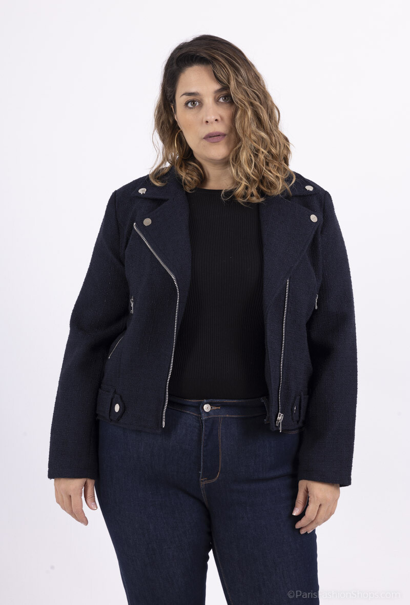 Grossiste HF - Veste perfecto tweed grande taille