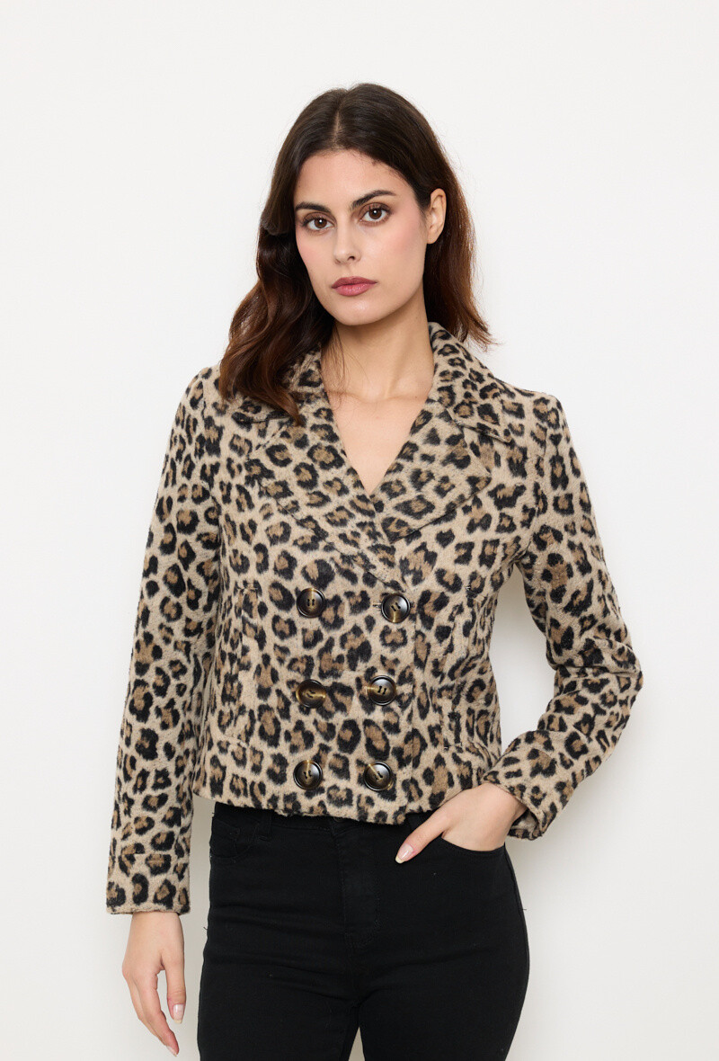 Großhändler HF - Kurze Leopardenjacke aus gekochter Wolle
