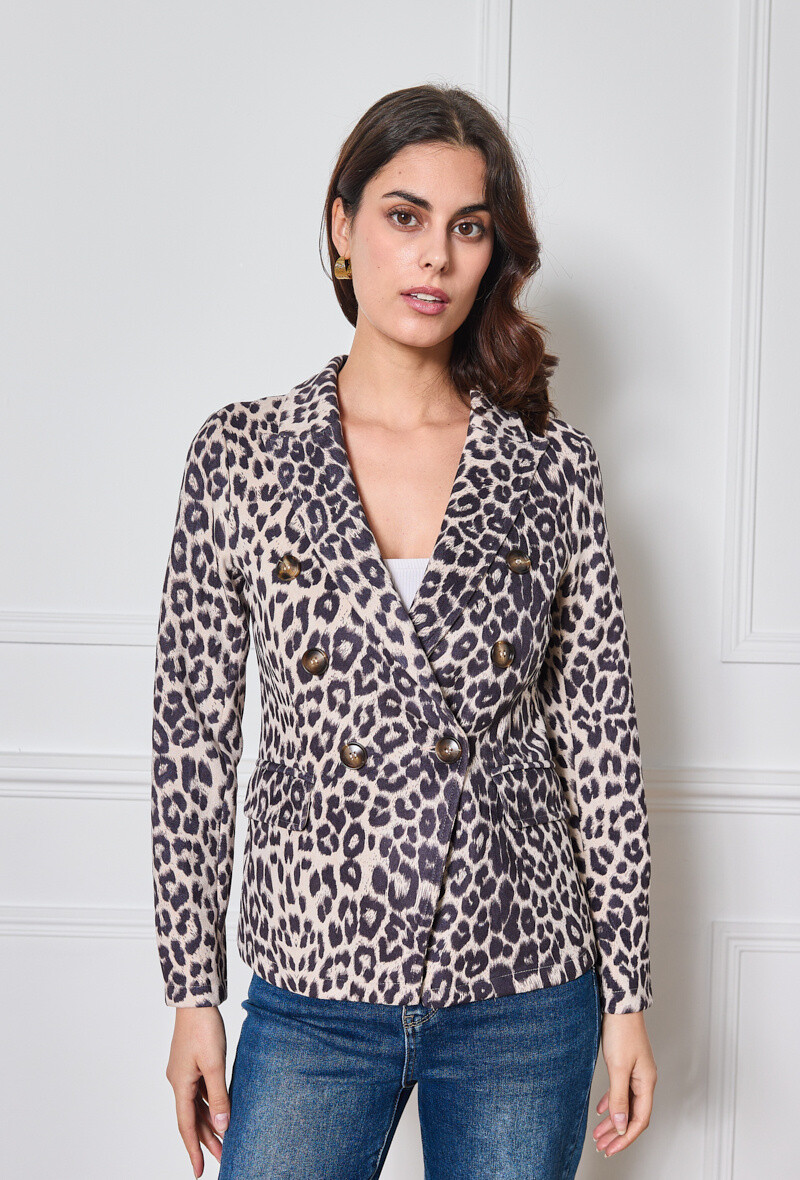 Großhändler HF - Blazerjacke aus Wildleder mit Leopardenmuster