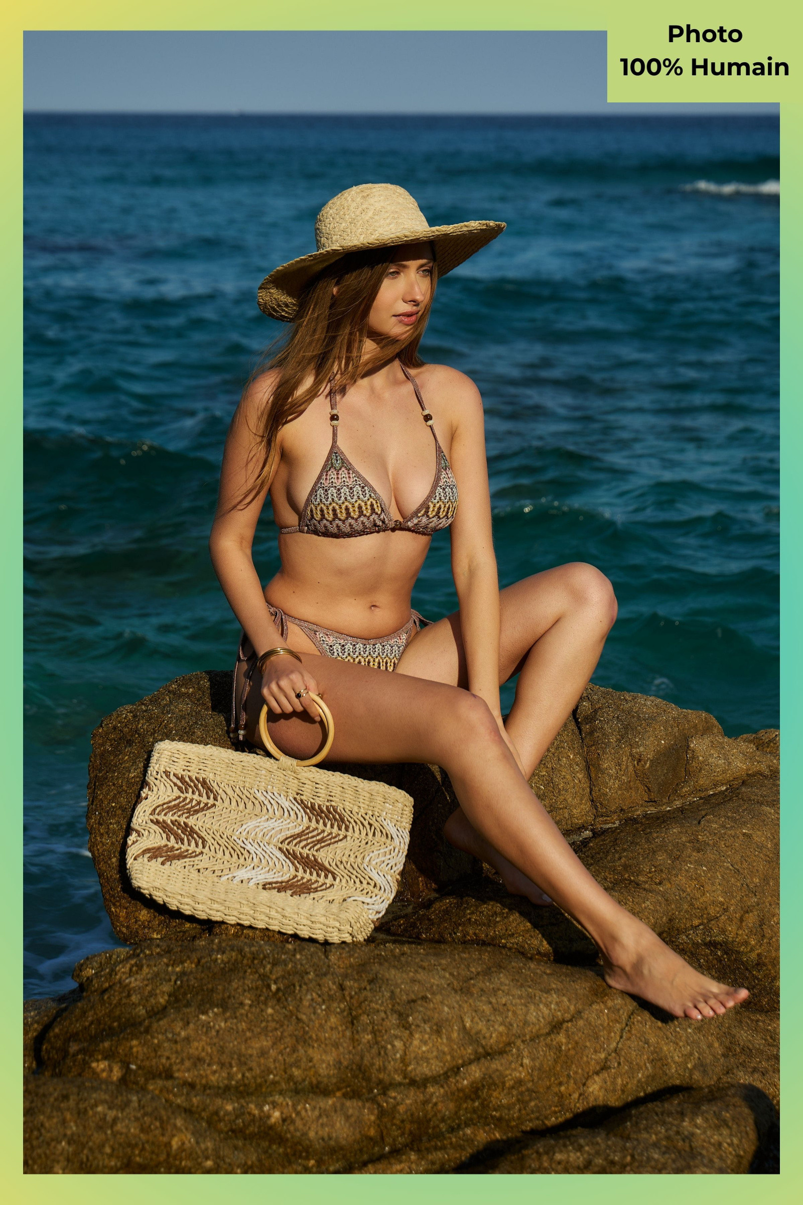 Mayorista HIBIKINI - Bikini de triángulo con estampado étnico – tiras ajustables