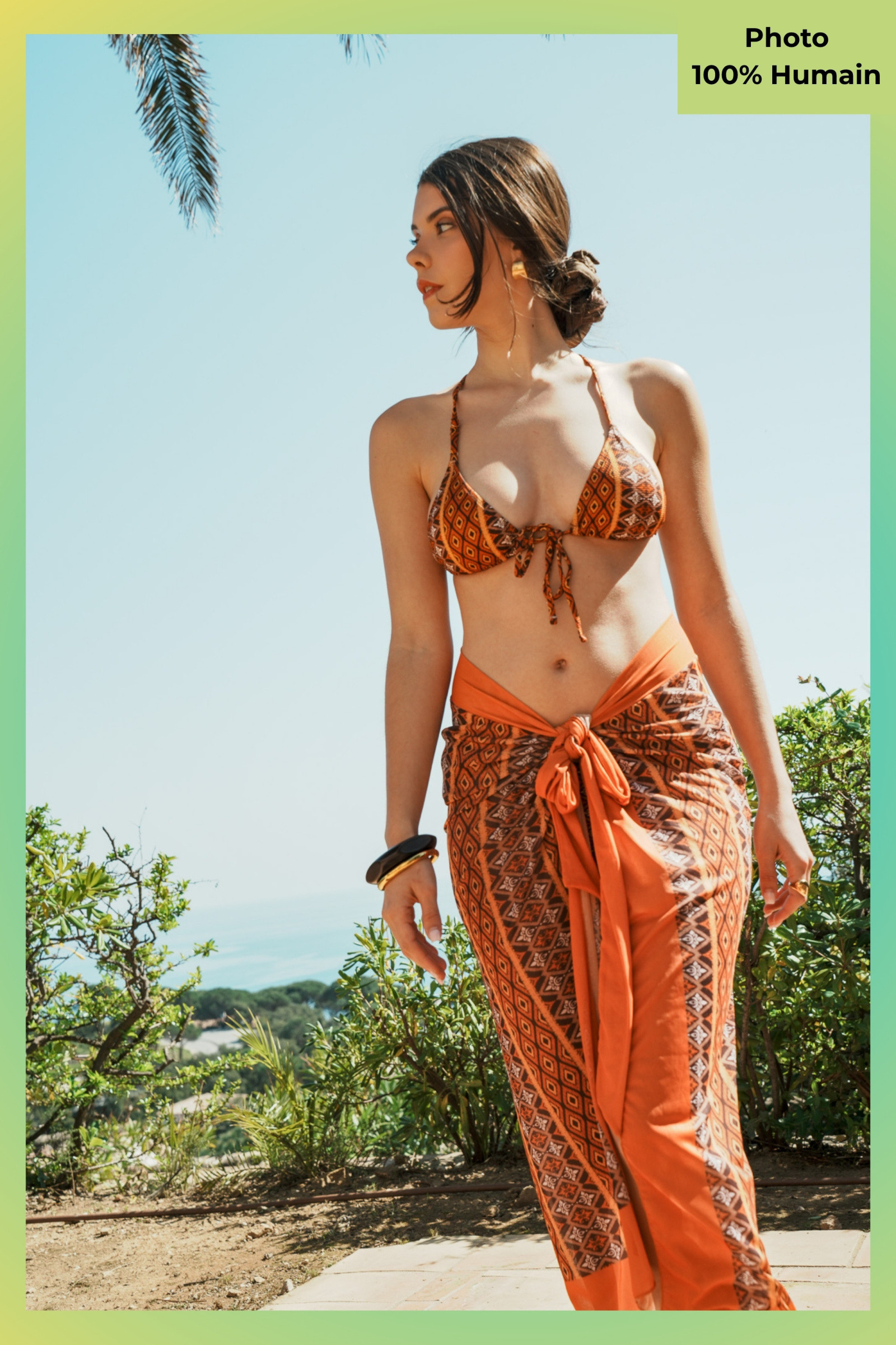 Mayorista HIBIKINI - Conjunto de bikini de triángulo de 3 piezas con falda estampada