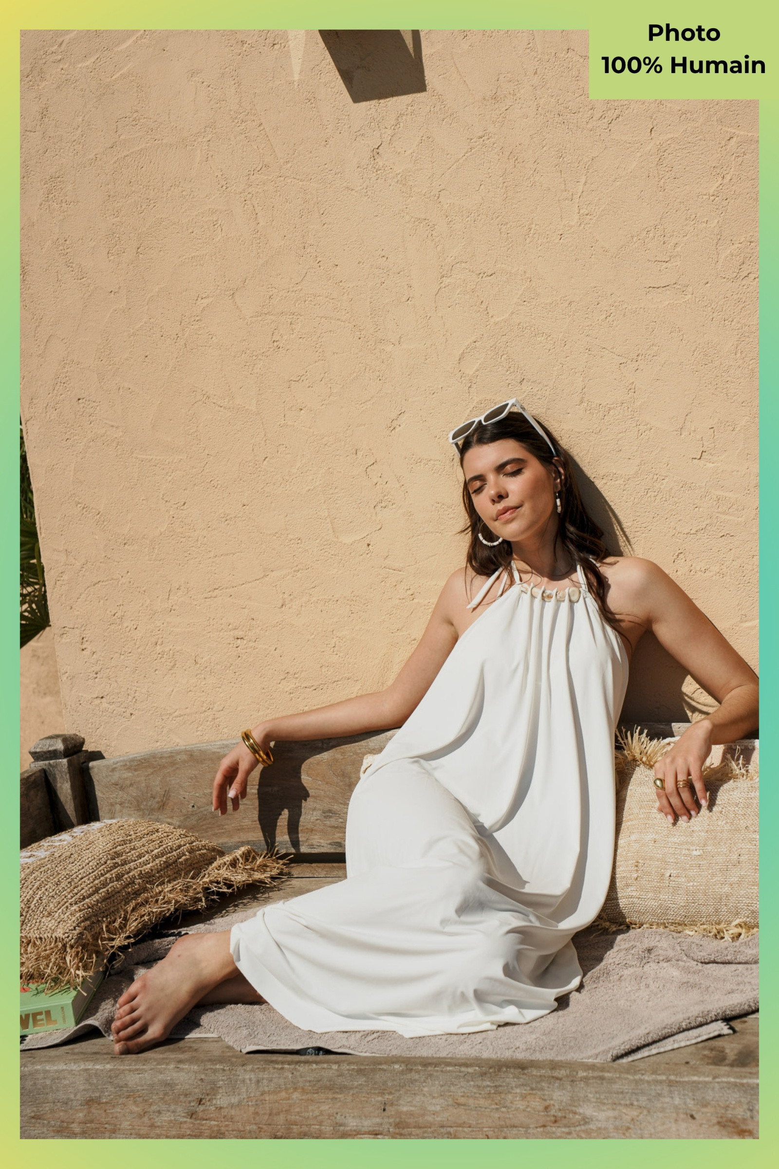 Mayorista HIBIKINI - Vestido largo de playa con escote halter adornado con conchas