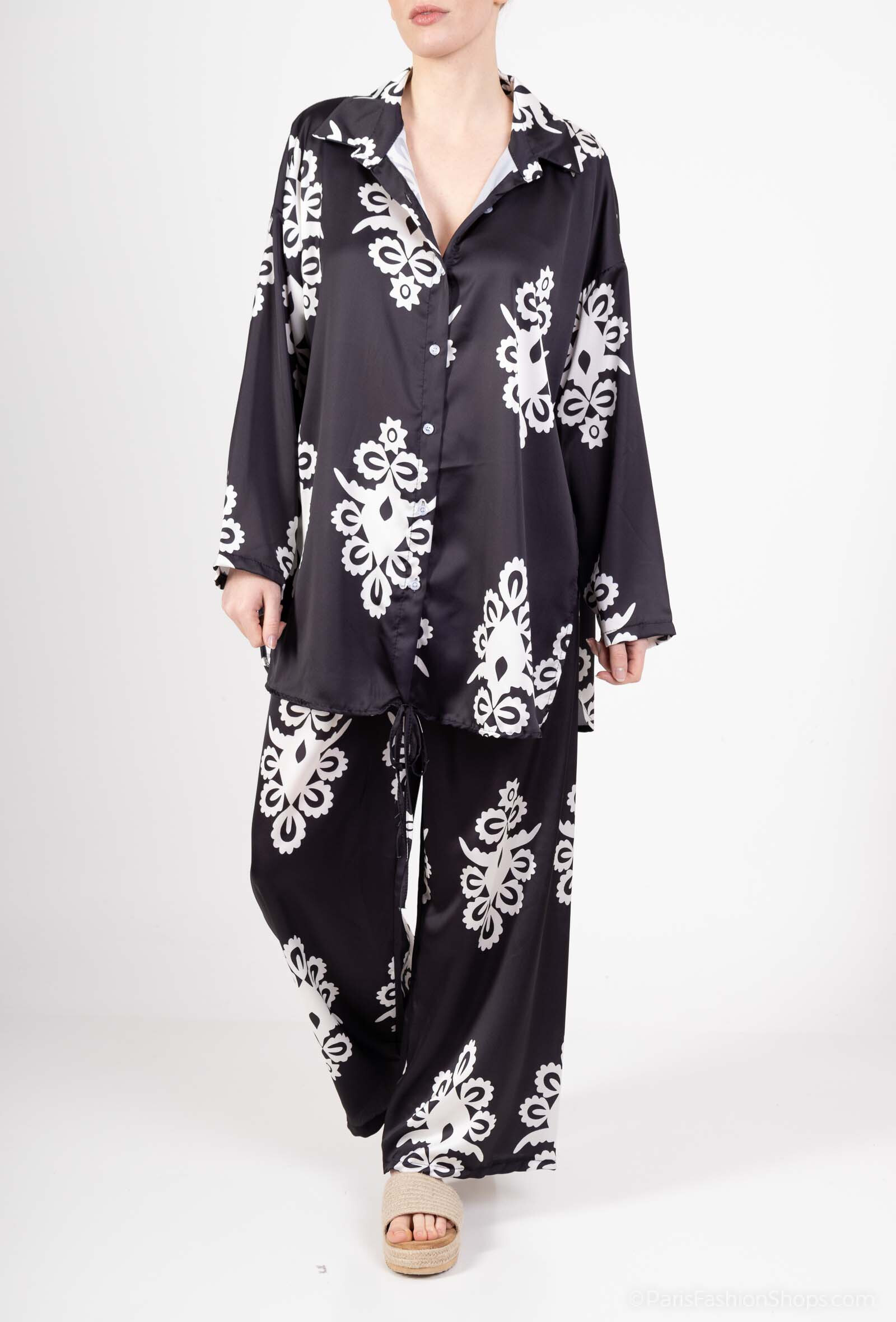 Grossiste HJA diffusion - Ensemble chemise et pantalon en satin